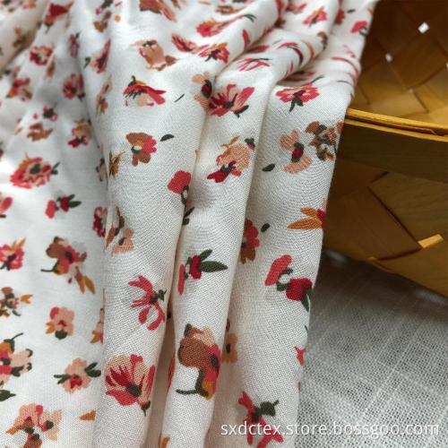 Viscose Crepe Printed White Base Floral Fabric